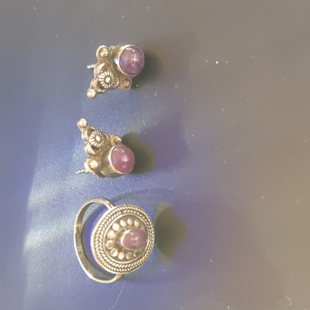 Vintage Amethyst Ring and Earrings